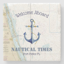 Nautical Anchor &amp; Boat Name Welcome Aboard East FL Stone Coaster