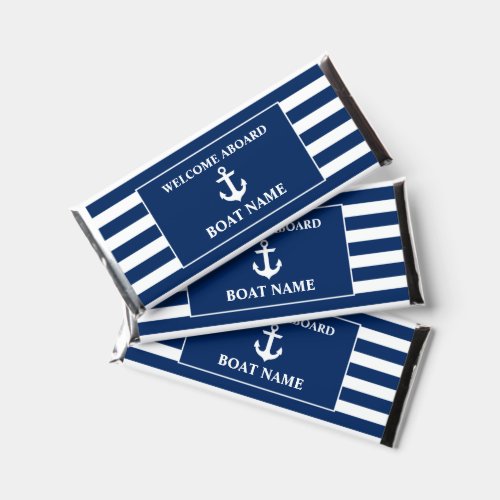 Nautical Anchor Boat Name Welcome Aboard Striped Hershey Bar Favors
