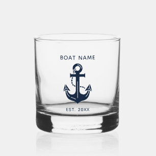 Nautical Anchor Boat Name Whiskey Glass