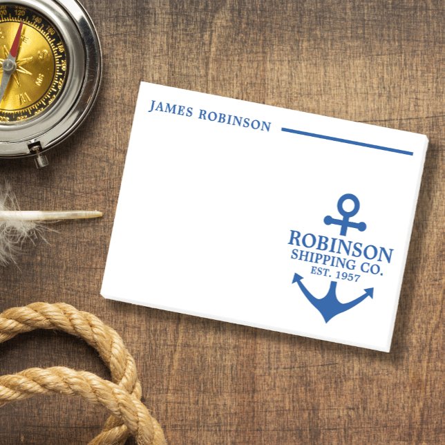 Nautical Anchor Boat or Ship Owner Blue and White Post-it Notes (Creator Uploaded)