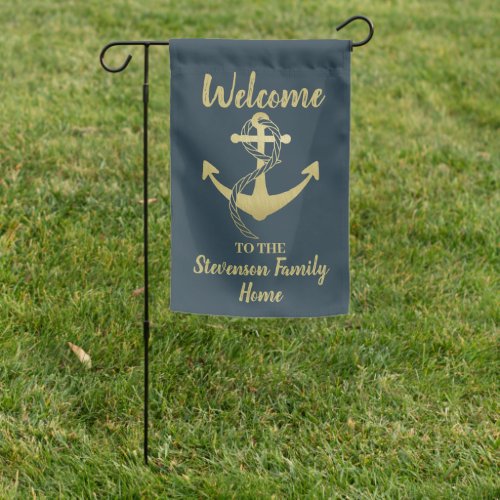 Nautical Anchor Boat Welcome Family or Boat Name Garden Flag