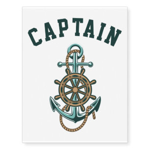 Nautical Anchor Boat Wheel Captain Swag Temporary Tattoos