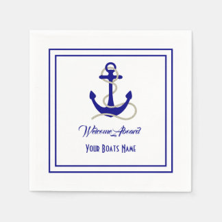 Nautical anchor boats name napkins