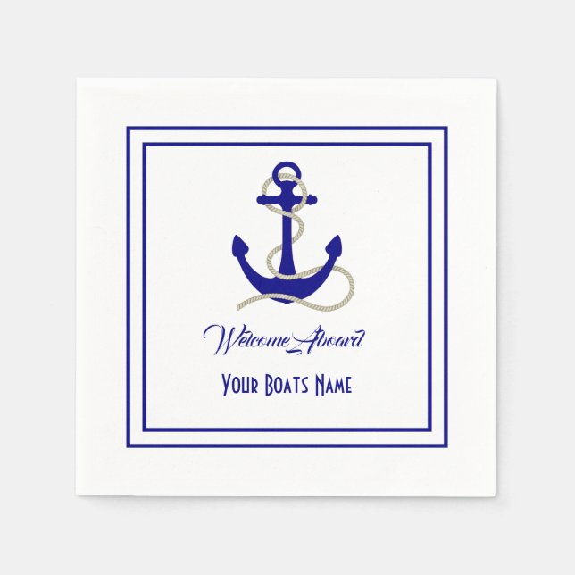 Nautical anchor boats name napkins (Front)