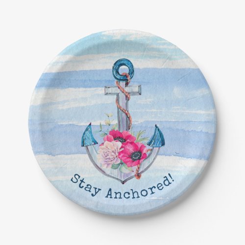 nautical anchor bouquet watercolor paper plates