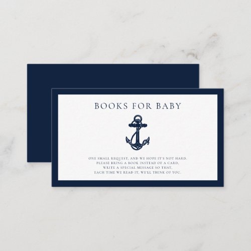 Nautical Anchor Boy Baby Shower Books for Baby Enclosure Card