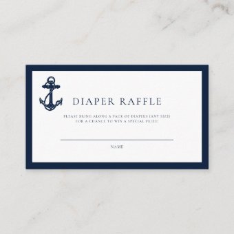 Nautical Anchor Boy Baby Shower Diaper Raffle Enclosure Card | Zazzle
