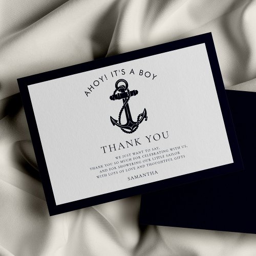 Nautical Anchor Boy Baby Shower Thank You Card
