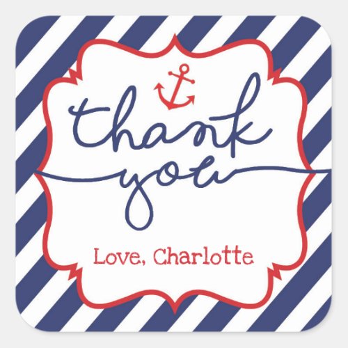 Nautical Anchor Boy Baby Shower Thank You Sticker