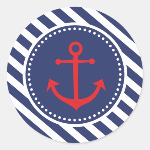 Nautical Anchor Boy Baby Shower Thank You Sticker