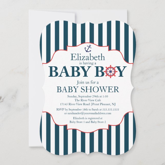 Nautical Anchor Boys Baby Shower Invitation (Front)