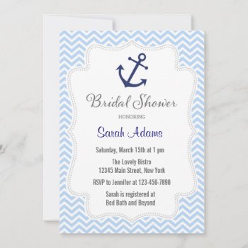 Nautical Anchor Bridal Shower Invitation by melanileestyle at Zazzle