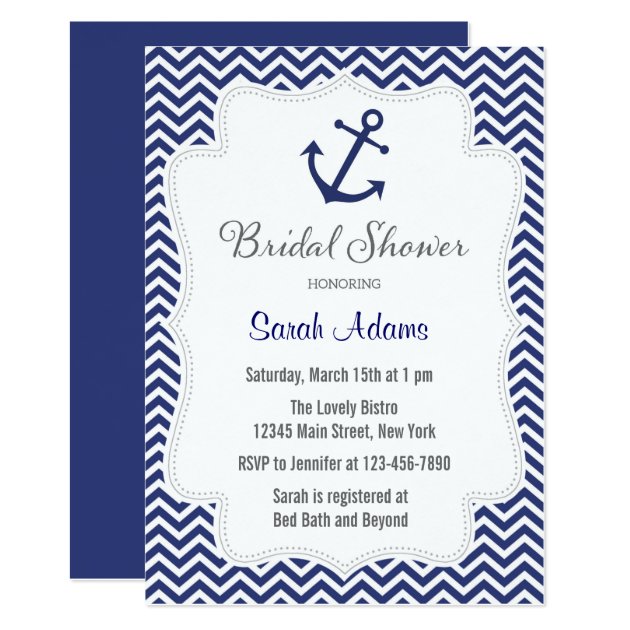 Nautical Anchor Bridal Shower Invitation