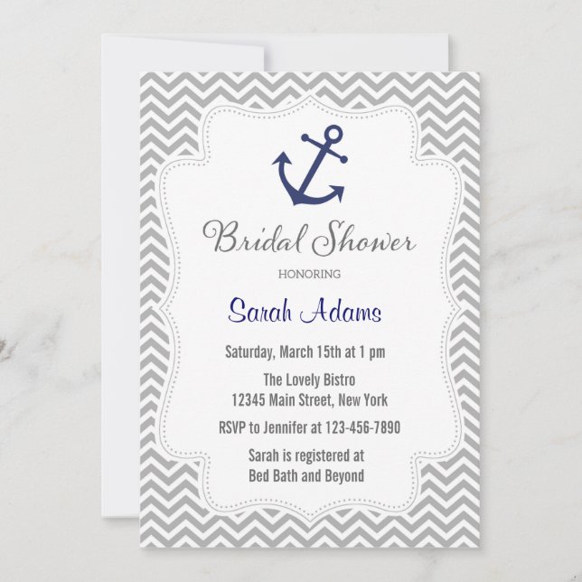 Nautical Anchor Bridal Shower Invitation (Front)