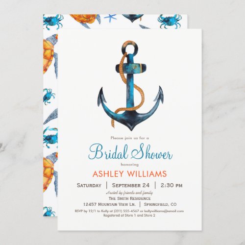 Nautical Anchor Bridal Shower Invitation