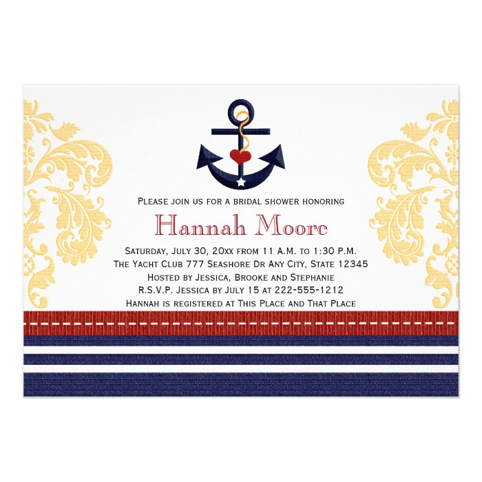 Nautical Anchor Bridal Shower Invitations