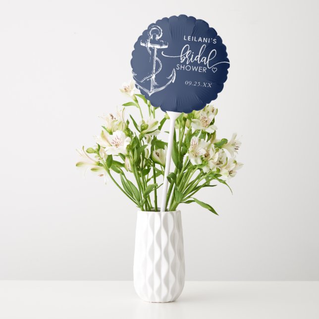 Nautical Anchor Bridal Shower Navy Balloon (Vase)