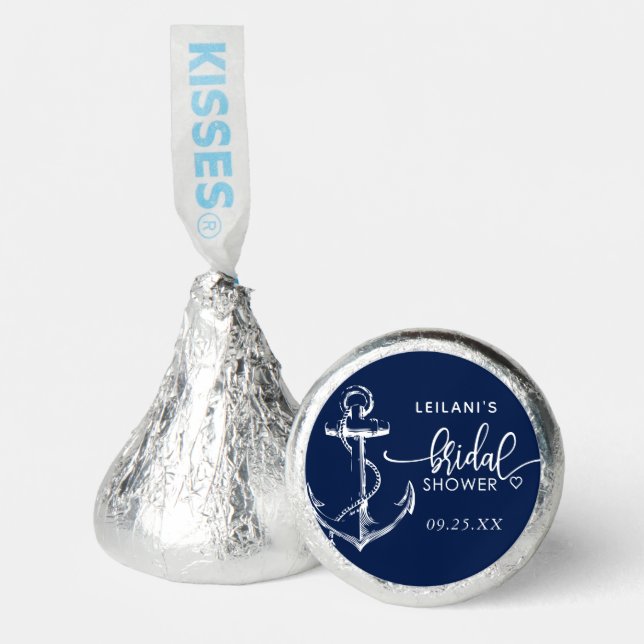 Nautical Anchor Bridal Shower Navy Blue Hershey®'s Kisses® (Front)