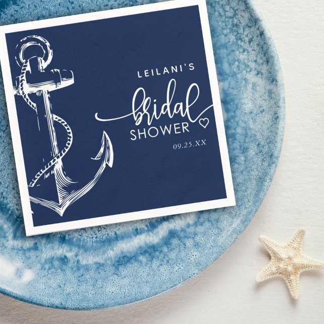 Nautical Anchor Bridal Shower Navy Napkins (Creator Uploaded)
