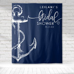 Nautical Anchor Bridal Shower Navy Tapestry<br><div class="desc">Welcome your guests with this nautical anchor tapestry. This can be used as a backdrop for photo ops or just for decoration.</div>