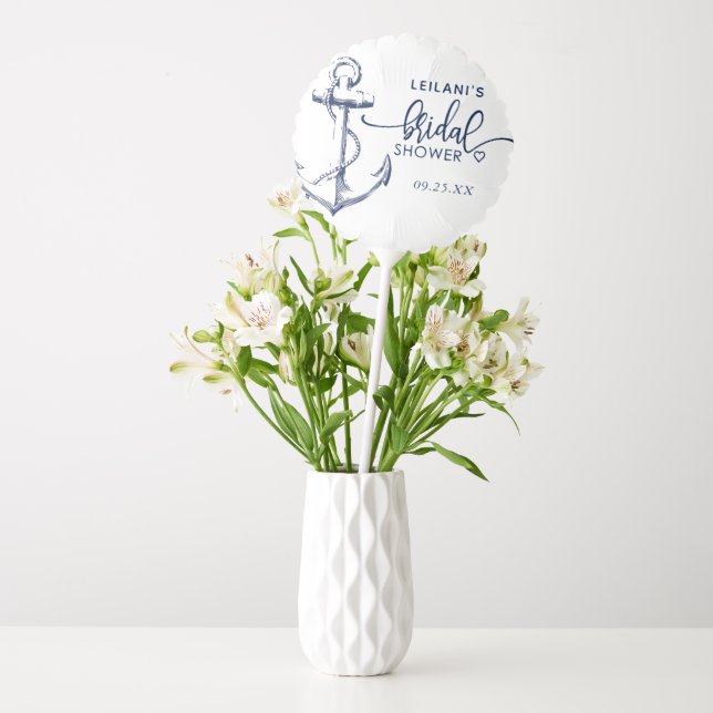Nautical Anchor Bridal Shower White Balloon (Vase)