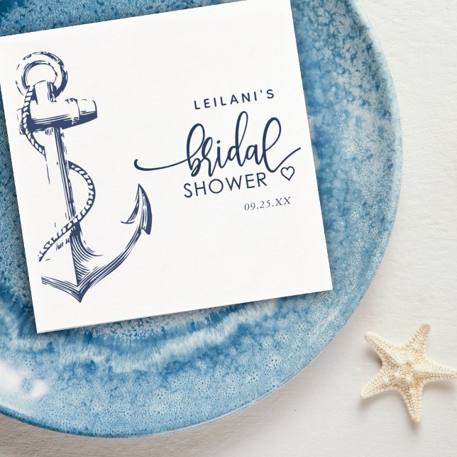 Nautical Anchor Bridal Shower White Napkins (Creator Uploaded)