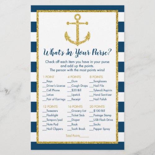 Nautical Anchor Bridal Whats In Your Purse Game