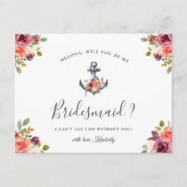 Nautical Anchor Bridesmaid Proposal Postcard