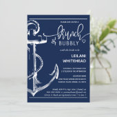 Nautical Anchor Brunch Bubbly Bridal Shower Navy Invitation (Standing Front)