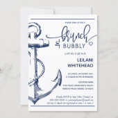 Nautical Anchor Brunch Bubbly Bridal Shower White Invitation (Front)