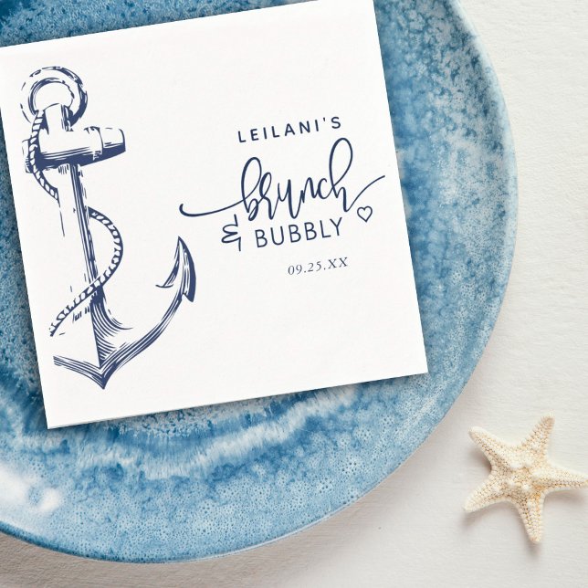Nautical Anchor Brunch Bubbly White Napkins (Creator Uploaded)