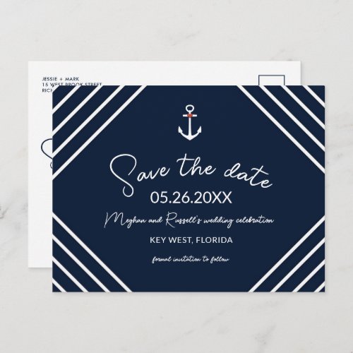 Nautical Anchor Budget Beach Wedding Save the Date Announcement Postcard