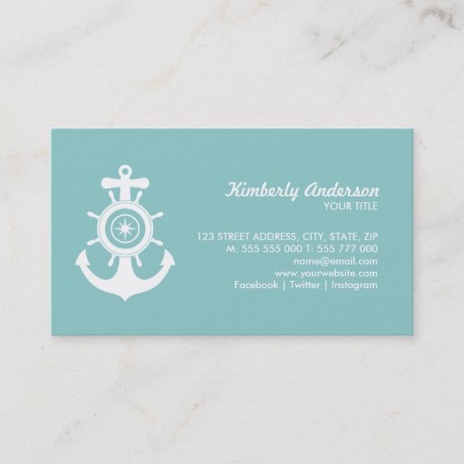 Customizable Nautical Anchor business card