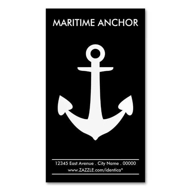 Nautical Anchor Business Card Magnet (Front Vertical)