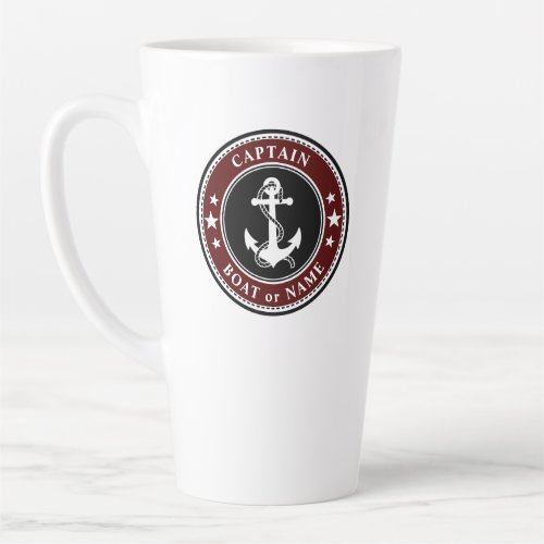 Nautical Anchor Captain Boat or Name Large Red Latte Mug
