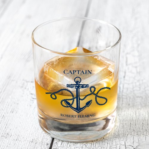 Nautical Anchor Captain Name Whiskey Glass