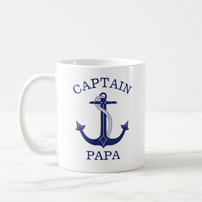 Nautical Anchor Captain Papa Grandfather Coffee Mug (Left)