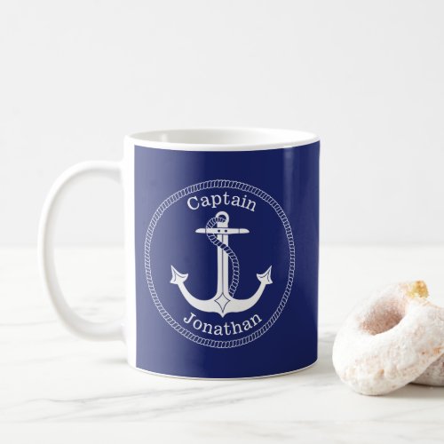 Nautical Anchor Captain Personalized Coffee Mug