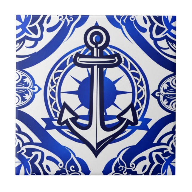 Nautical Anchor  Ceramic Tile (Front)