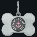 Nautical Anchor Chalkboard Hot Pink Polka Dots Pet ID Tag<br><div class="desc">A trendy design with a polkadot pattern and funky blackboard background. You can add your name or monograms.</div>