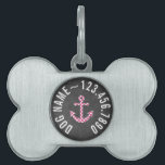 Nautical Anchor Chalkboard Hot Pink Polka Dots Pet ID Tag<br><div class="desc">A trendy design with a polkadot pattern and funky blackboard background. You can add your name or monograms.</div>
