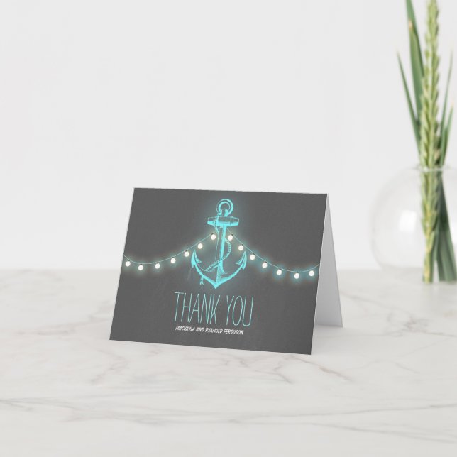 Nautical Anchor Chalkboard Wedding Thank You (Front)
