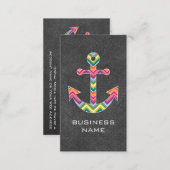 Nautical Anchor Chalkboard with Bright Chevrons Business Card (Front/Back)