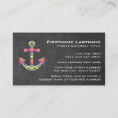 Nautical Anchor Chalkboard with Bright Chevrons Business Card (Back)