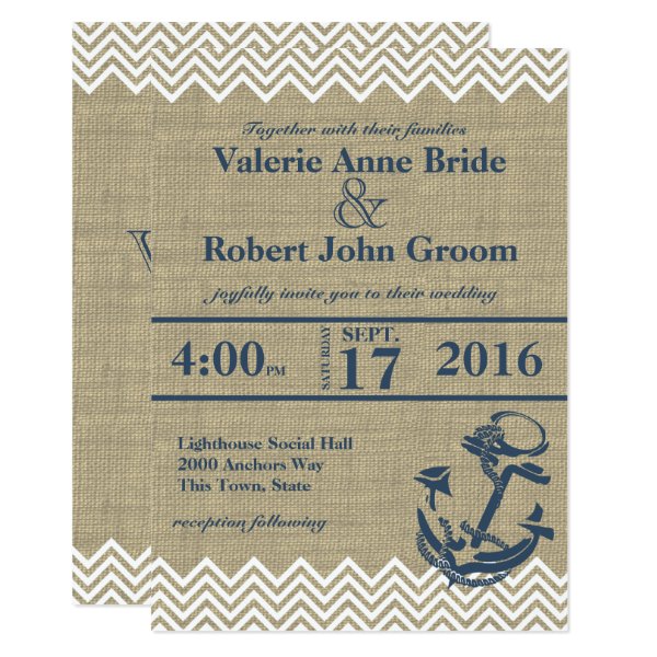 256773091306644590 Nautical Anchor Chevron Wedding Invitation