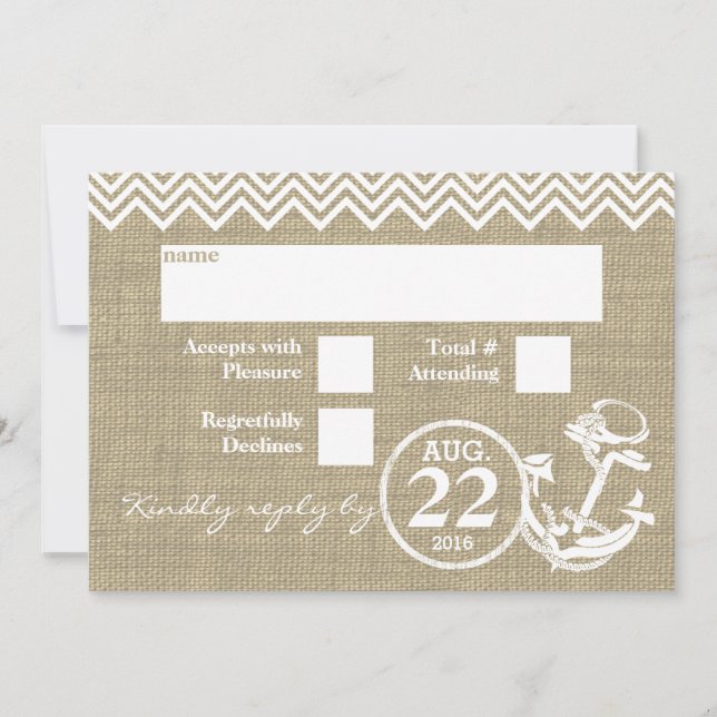 Nautical Anchor Chevron Wedding RSVP Invitation (Front)