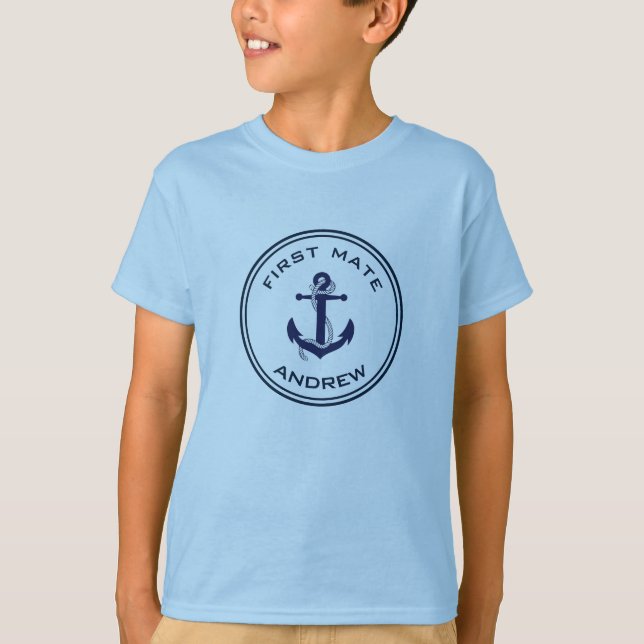 Nautical Anchor - Child's Name T-Shirt -First Mate (Front)