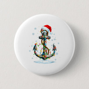 Nautical Anchor Christmas Lights Boating Sailor Button