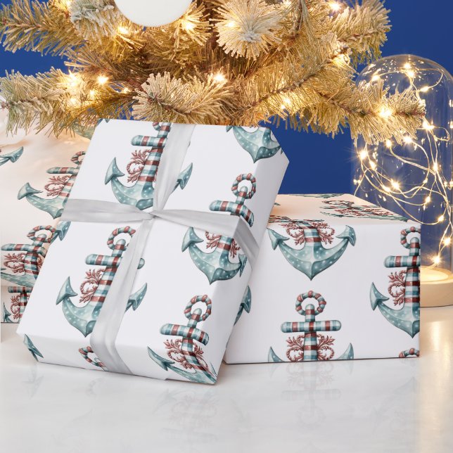 Nautical Anchor Christmas Wrapping Paper (Holidays)
