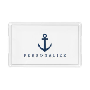 Nautical anchor clear plastic custom acrylic tray